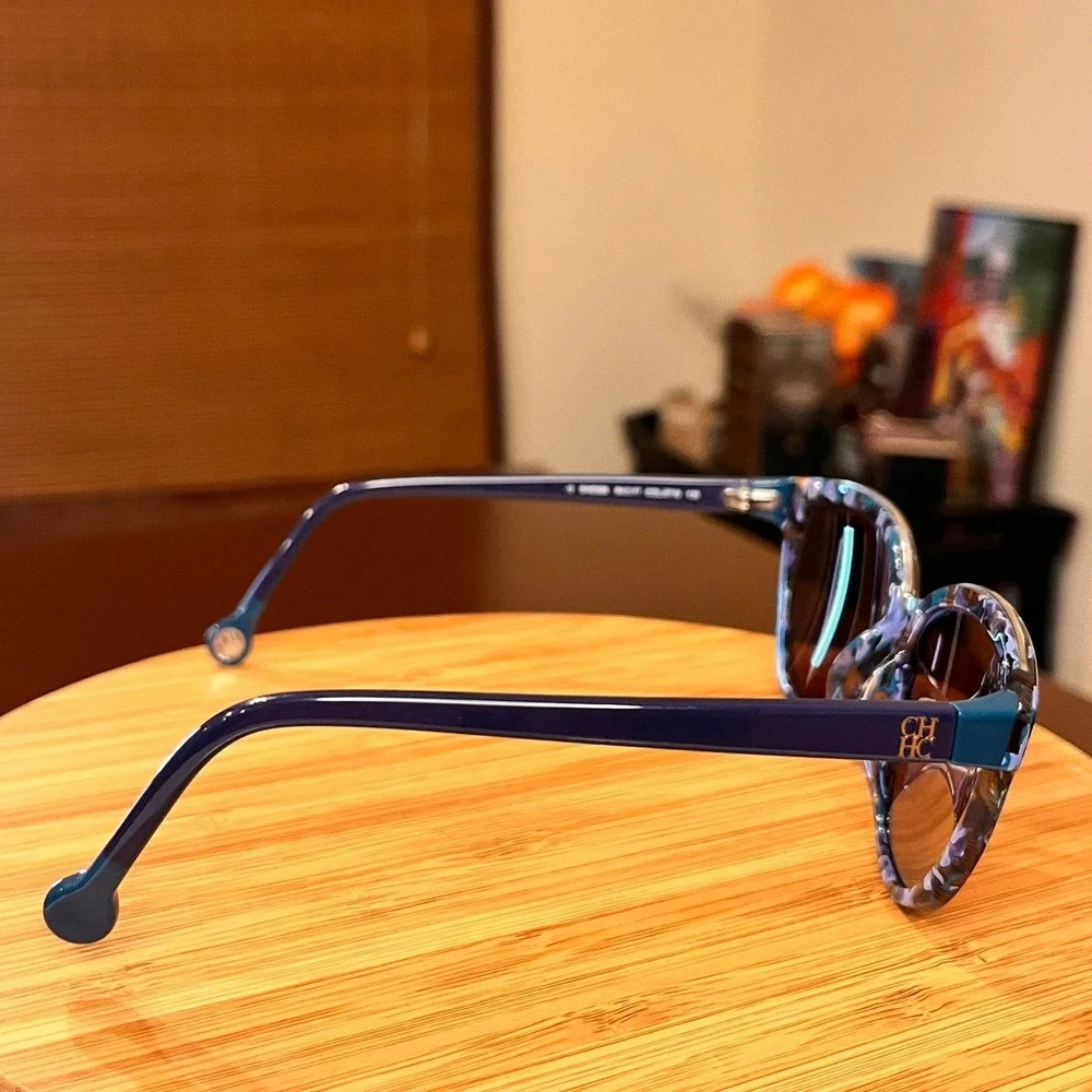 Carolina Herrera SHE688 Blue Marbled Cat Eye Sunglasses Frames Only
